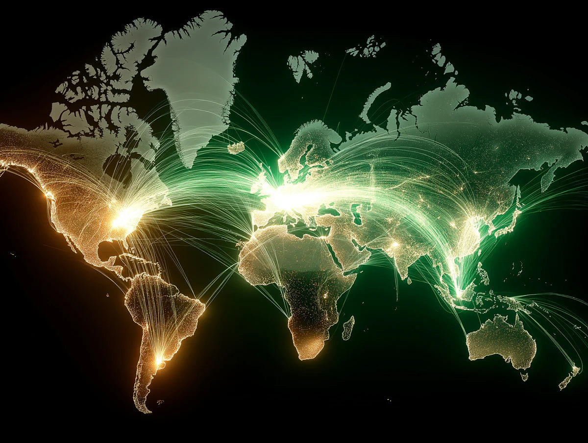 Global Data Network Mural Wallpaper — Modern Tech Illustration Mural Wallpaper - room preview 04
