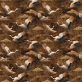 Vintage Cranes Mural Wallpaper in Earthy Sepia and Brown Tones Mural Wallpaper - room preview 04