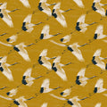 Flying Cranes Mural Wallpaper — Ochre Yellow Chinoiserie Pattern Mural Wallpaper - room preview 04