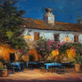 Mediterranean Evening Courtyard Mural Wallpaper — Impressionist Oil Mural Wallpaper - room preview 04