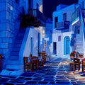 Midnight Greek Alleyway Mural Wallpaper — Impressionistic Style Mural Wallpaper - room preview 04