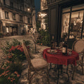 Parisian Bistro Street Mural Wallpaper — Vintage Night Scene Mural Wallpaper - room preview 04
