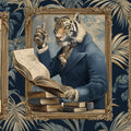 Victorian Tiger Professor Mural Wallpaper — Dark Academia Portrait Mural Wallpaper - room preview 04