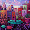 Mediterranean Terrace Mural Wallpaper — Vibrant Oil Painting Style Mural Wallpaper - room preview 04