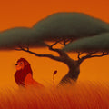 African Lion Savanna Mural Wallpaper — Sunset Landscape Illustration Mural Wallpaper - room preview 04