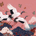 Cranes and Pine Trees Mural Wallpaper — Soft Pink Chinoiserie Mural Wallpaper - room preview 04