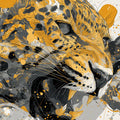 Jaguar Splatter Mural Wallpaper — Abstract Golden Animal Portrait Mural Wallpaper - room preview 04