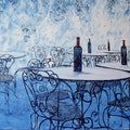 Mediterranean Cafe Scene Mural Wallpaper — Artistic Impressionist Style Mural Wallpaper - room preview 04