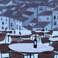 Mediterranean Rooftop Bar Mural Wallpaper — Graphic Urban Scene Mural Wallpaper - room preview 04