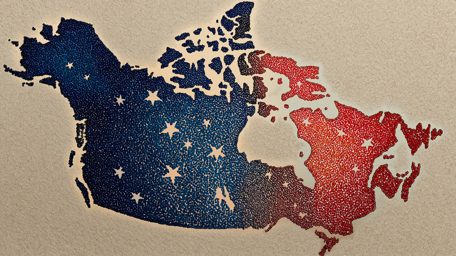 World Map Wallpaper Mural – Map Wall Mural – Canada Star Map — Pointillism Art Style printable artwork
