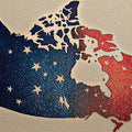 Canada Star Map Mural Wallpaper — Pointillism Art Style Mural Wallpaper - room preview 04