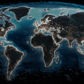 Digital Mesh World Map Mural Wallpaper — Cinematic Tech Aesthetic Mural Wallpaper - room preview 04