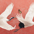 Soaring Cranes Coral Mural Wallpaper — Asian Inspired Art Mural Wallpaper - room preview 04