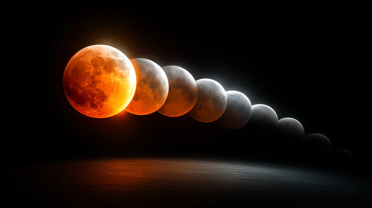 Lunar Eclipse Sequence Mural Wallpaper — Dramatic Cosmic Art Mural Wallpaper - room preview 04