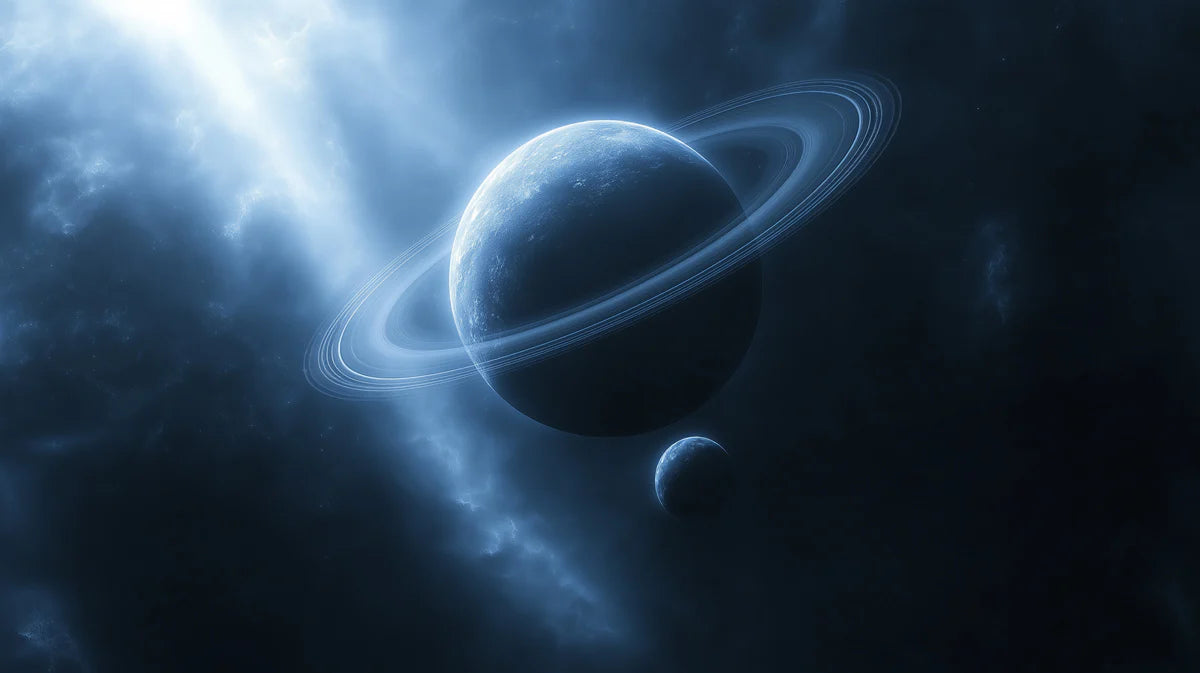 Cosmic Ringed Planet Mural Wallpaper — Ethereal Deep Space Scene Mural Wallpaper - room preview 04