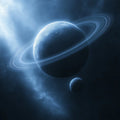 Cosmic Ringed Planet Mural Wallpaper — Ethereal Deep Space Scene Mural Wallpaper - room preview 04