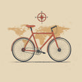 Vintage Bicycle Travel Mural Wallpaper — Hand-Drawn Map Motif Mural Wallpaper - room preview 04