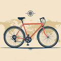 Commuter Bicycle on Vintage Map Mural Wallpaper — Minimalist Travel Mural Wallpaper - room preview 04