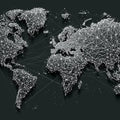 Digital World Map Mural Wallpaper — Low-Poly Mesh Network Mural Wallpaper - room preview 04