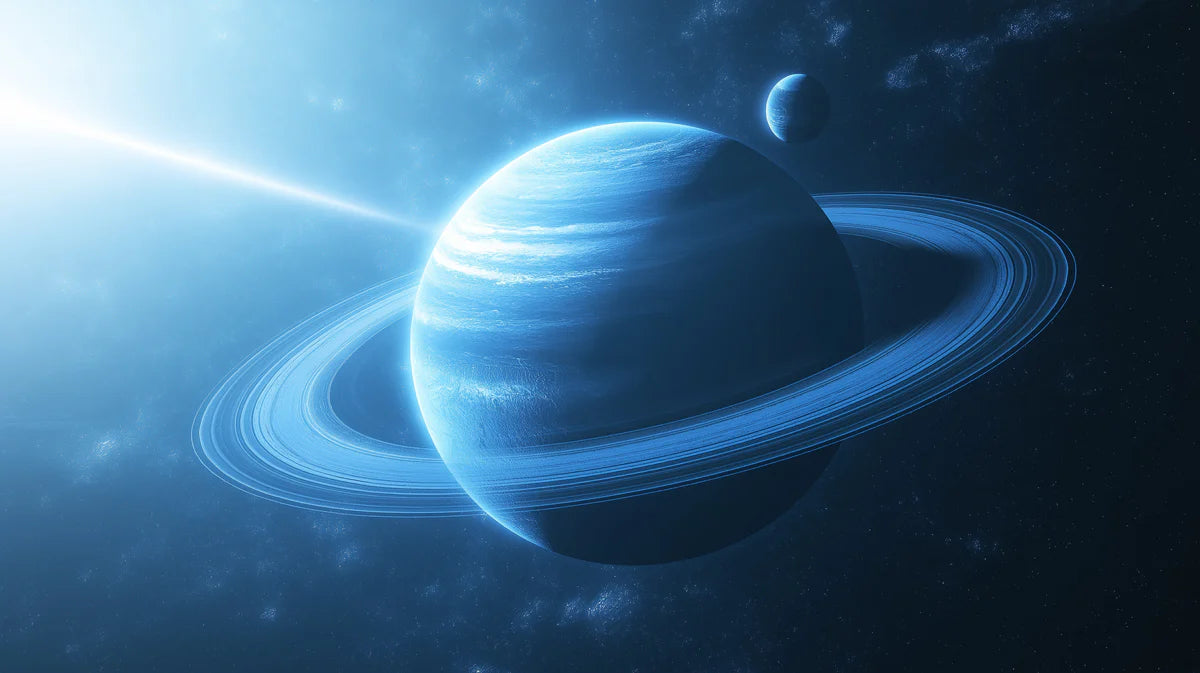 Cosmic Gas Giant Mural Wallpaper — Ringed Planet Space Scene Mural Wallpaper - room preview 04