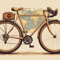 Vintage Bicycle Travel Map Mural Wallpaper — Retro Exploration Theme Mural Wallpaper - room preview 04