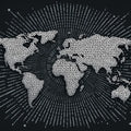 Stippled World Map Mural Wallpaper — Bold Monochrome Burst Mural Wallpaper - room preview 04
