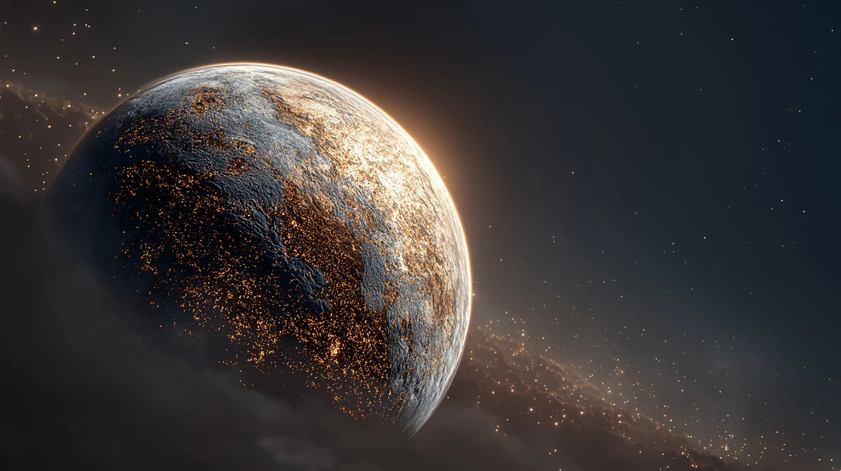 Cosmic Night City Planet Mural Wallpaper — Cinematic Orbit View Mural Wallpaper - room preview 04