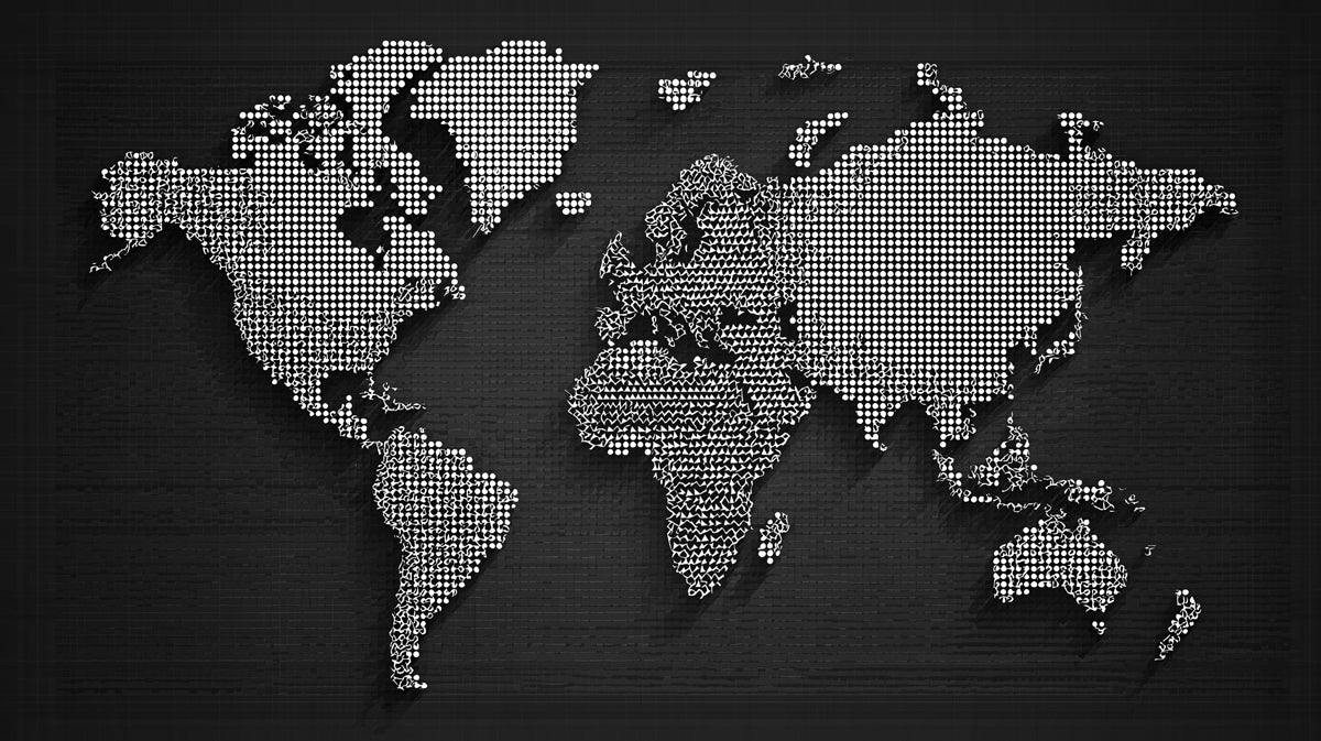 Halftone World Map Mural Wallpaper — Modern Graphic Cartography Mural Wallpaper - room preview 04