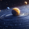 Celestial Ring System Planet Mural Wallpaper — Cosmic Blue Decor Mural Wallpaper - room preview 04
