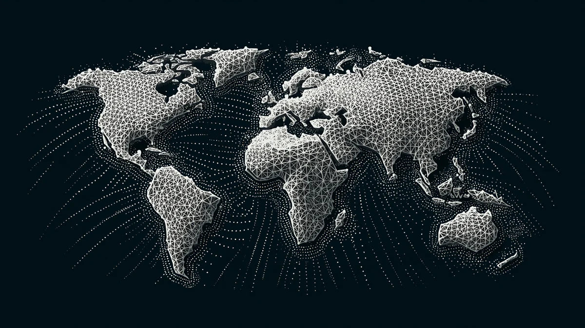Polygonal World Map Mural Wallpaper — Geometric Data Design Mural Wallpaper - room preview 04