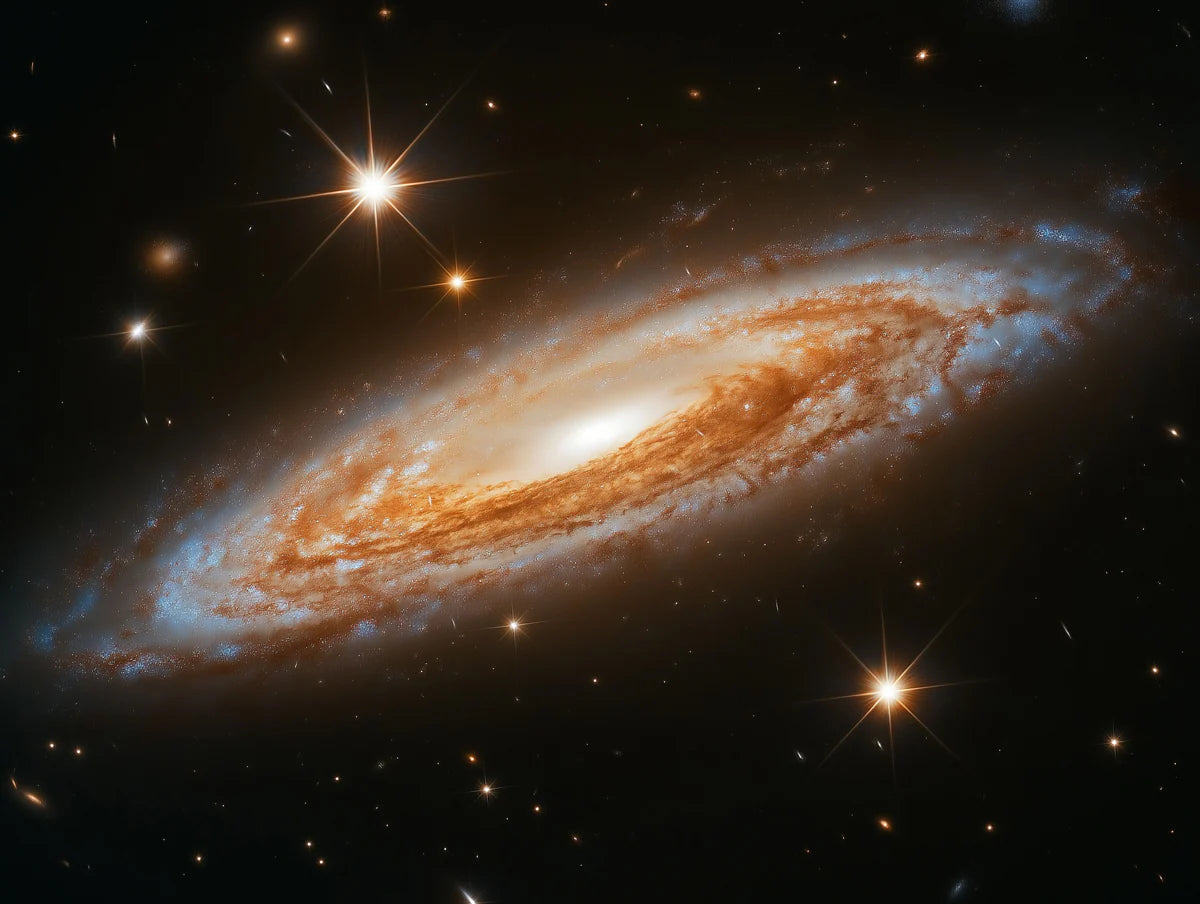 Edge-On Spiral Galaxy Mural Wallpaper — Cosmic Starlight Design Mural Wallpaper - room preview 04