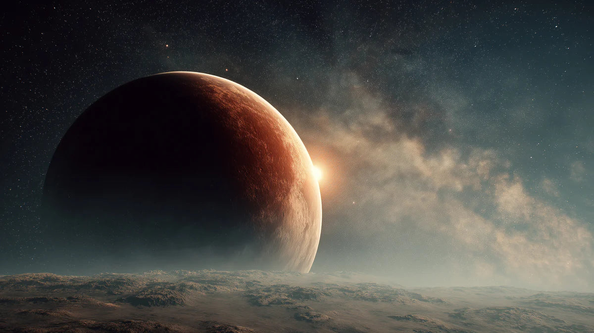Cosmic Horizon Mural Wallpaper — Deep Space Planetary View Mural Wallpaper - room preview 04