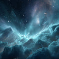 Nebula Cloudscape Mural Wallpaper — Deep Teal and Cosmic Blue Mural Wallpaper - room preview 04