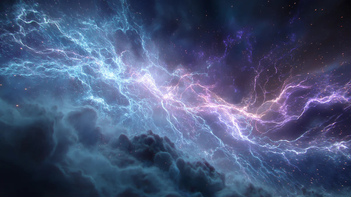 Cosmic Lightning Nebula Mural Wallpaper — Electric Space Clouds Mural Wallpaper - room preview 04