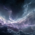 Cosmic Nebula Mural Wallpaper — Deep Purple and Electric Blue Mural Wallpaper - room preview 04