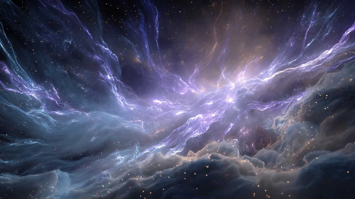 Cosmic Violet Nebula Mural Wallpaper — Dreamy Deep Space Design Mural Wallpaper - room preview 04