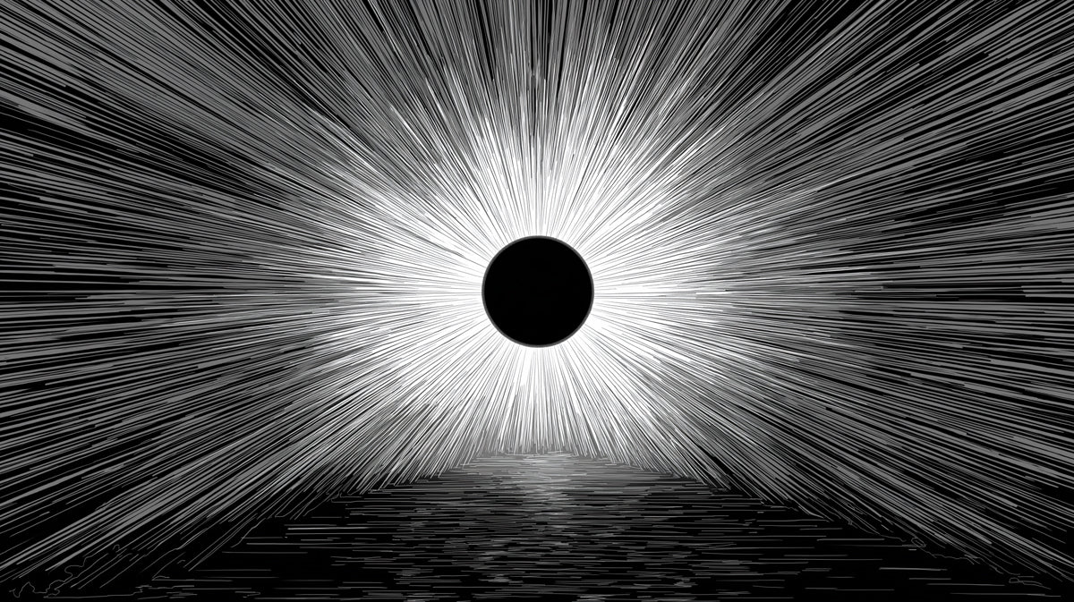 Solar Eclipse Radial Mural Wallpaper — Dramatic Monochrome Graphic Mural Wallpaper - room preview 04