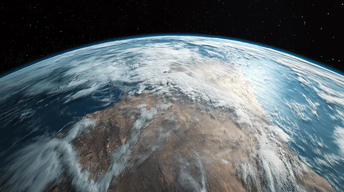 Low Orbit Earth View Mural Wallpaper —Cinematic Space Horizon Mural Wallpaper - room preview 04