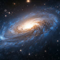 Spiral Galaxy Mural Wallpaper — Cosmic Blue and Gold Astronomy Mural Wallpaper - room preview 04