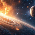 Celestial Ringed Planet Nebula Mural Wallpaper — Cosmic Space View Mural Wallpaper - room preview 04