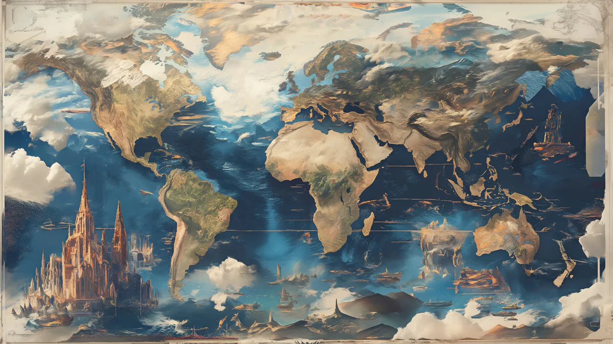 Fantasy World Map Mural Wallpaper — Dreamlike Cartography Mural Wallpaper - room preview 04