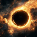 Cosmic Event Horizon Mural Wallpaper — Glowing Nebula Accretion Ring Mural Wallpaper - room preview 04