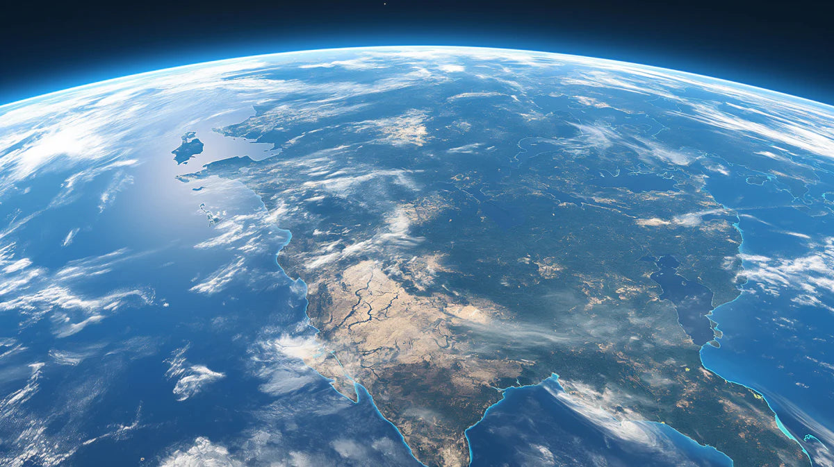 Orbital Earth View Mural Wallpaper — Cinematic Planetary Perspective Mural Wallpaper - room preview 04