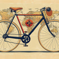 Vintage Bicycle World Map Mural Wallpaper — Retro Travel Illustration Mural Wallpaper - room preview 04