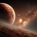Cosmic Mars Landscape Mural Wallpaper — Deep Terracotta Space Scene Mural Wallpaper - room preview 04