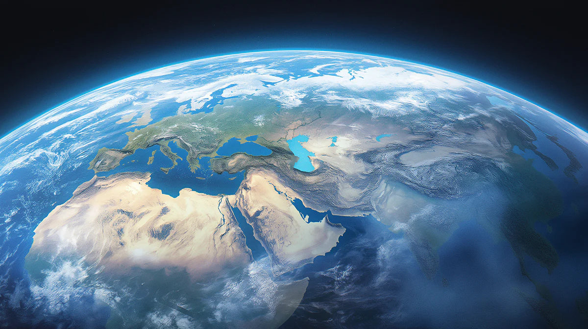 Orbital Earth View Mural Wallpaper —Cinematic Global Panorama Mural Wallpaper - room preview 04