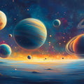 Cosmic Planetary Alignment Mural Wallpaper — Vivid Space Panorama Mural Wallpaper - room preview 04