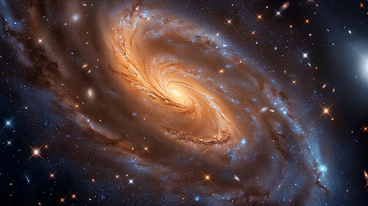 Golden Spiral Galaxy Mural Wallpaper — Cosmic Statement Wall Mural Wallpaper - room preview 04