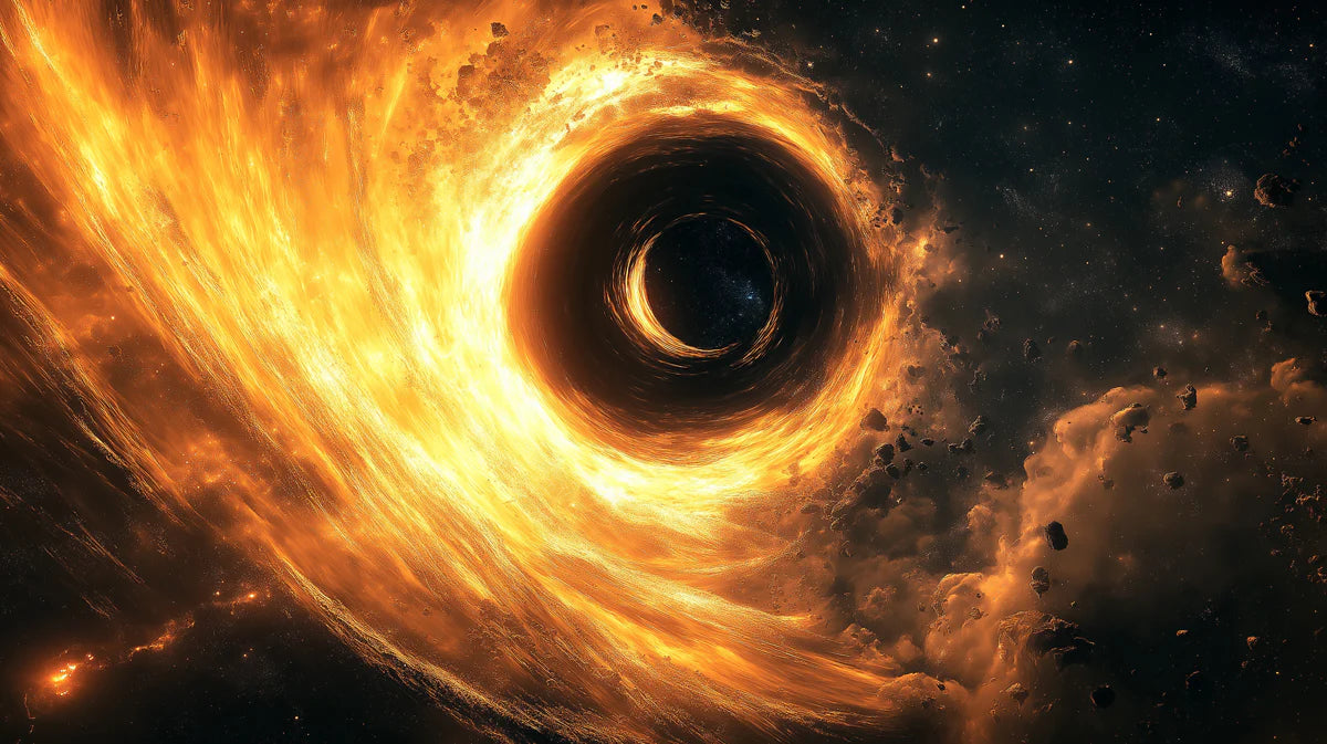 Cosmic Black Hole Vortex Mural Wallpaper — Deep Space Energy Mural Wallpaper - room preview 04
