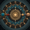 Celestial Mandala Mural Wallpaper — Intricate Cosmic Alignment Mural Wallpaper - room preview 04
